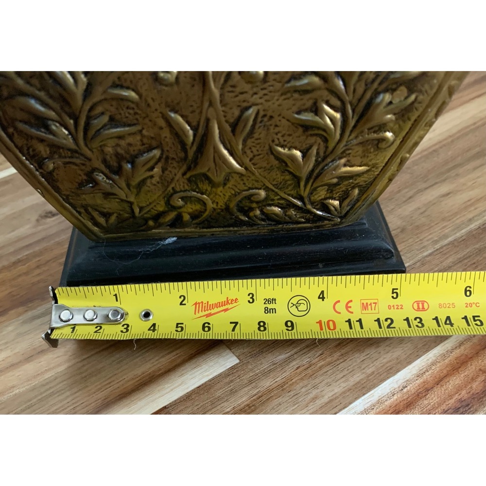 Vintage Brass Table Lamp Embossed Floral Gold Old Money Dark Academia Retro Rare - Picture 3 of 4